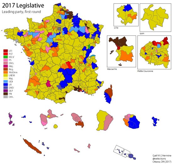 map - France legislative 2017 round 1